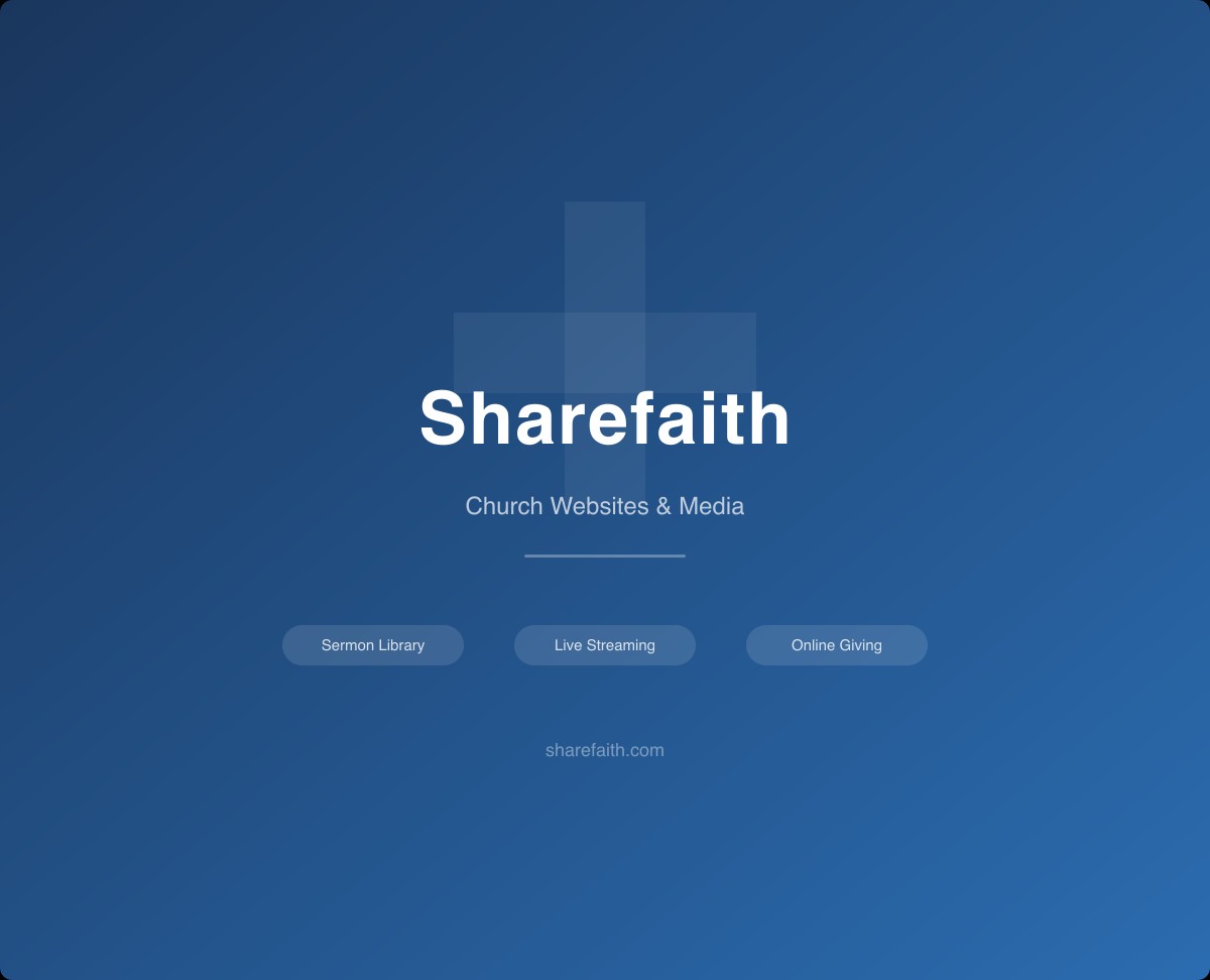 Sharefaith church website builder with sermon media player, video archive, and presentation graphics library