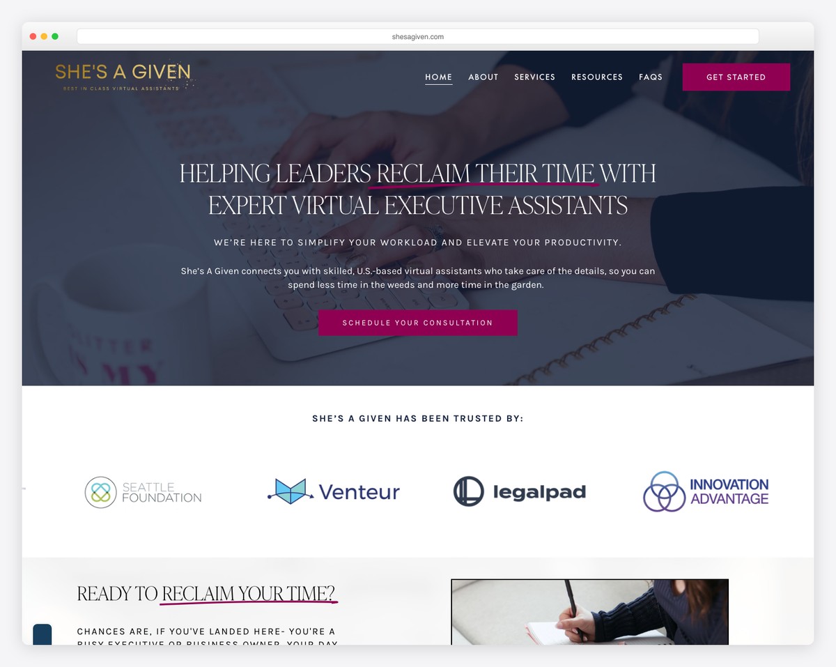 she's a given website example