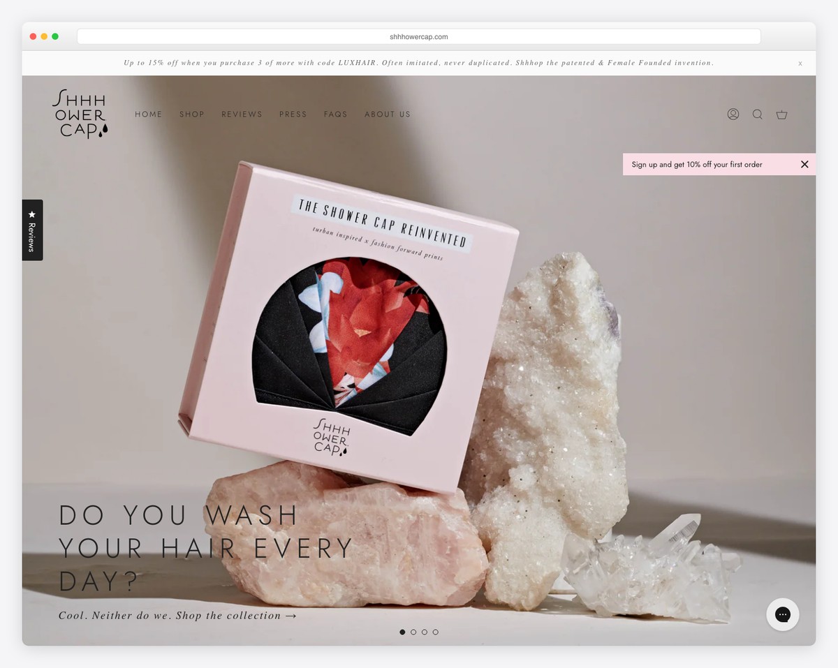 shhhowercap squarespace ecommerce example