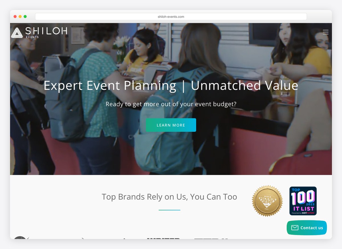 Shiloh Events event website homepage