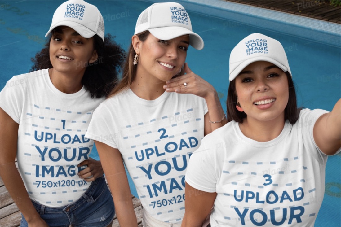 shirt mockup featuring three women