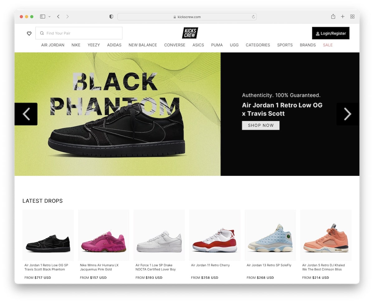 shoe website design