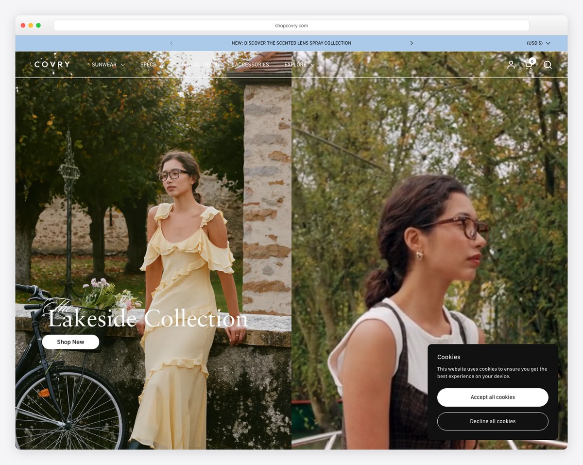 covry website example