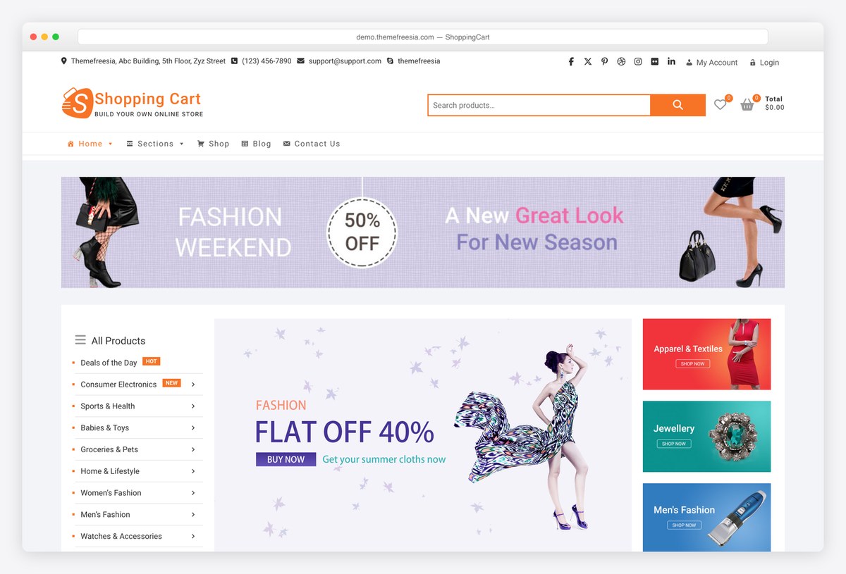 ShoppingCart free WooCommerce theme demo