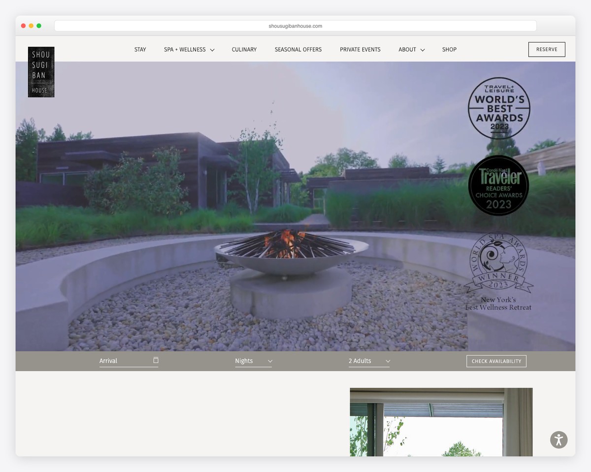 shou sugi ban house spa website example