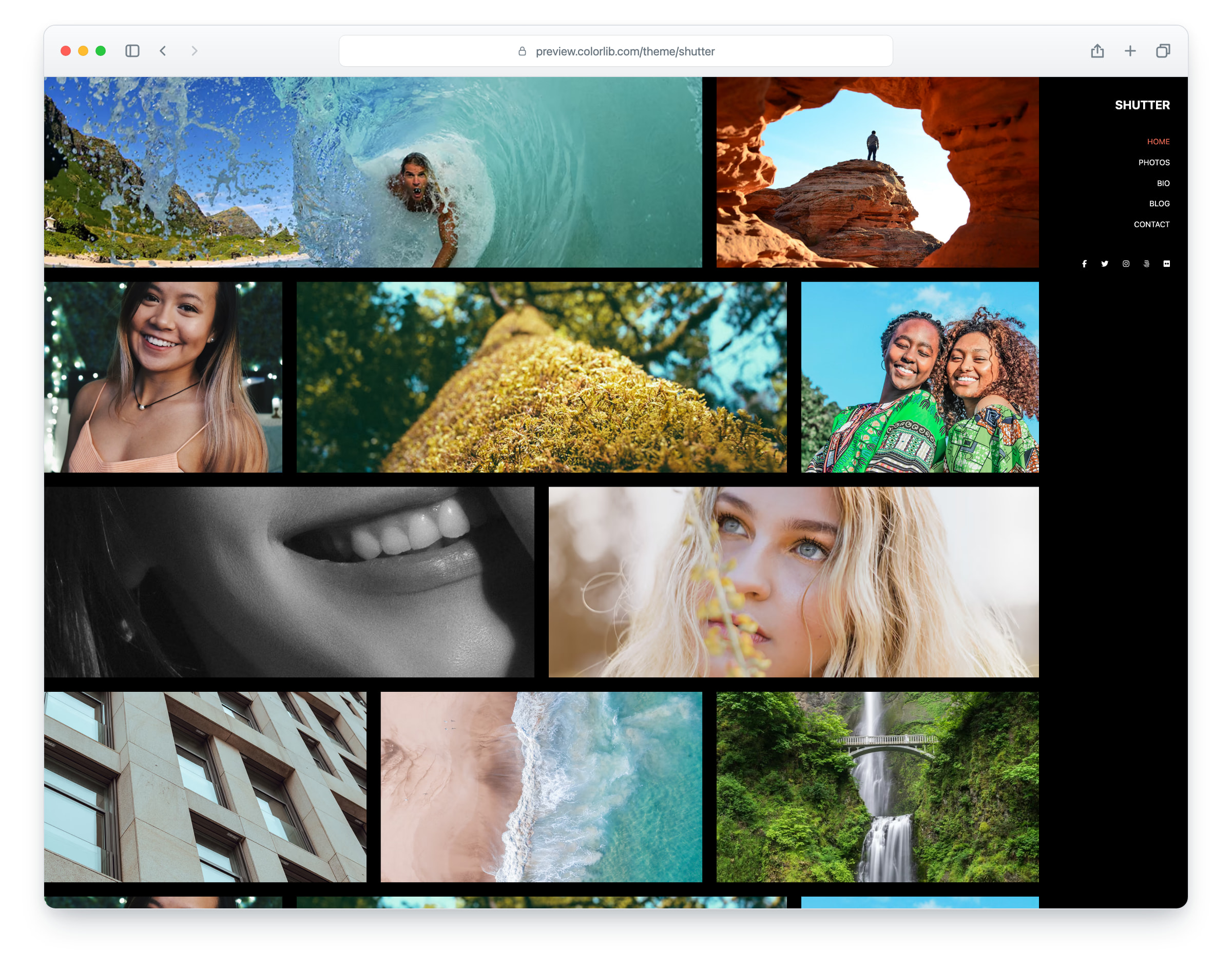 Shutter website template