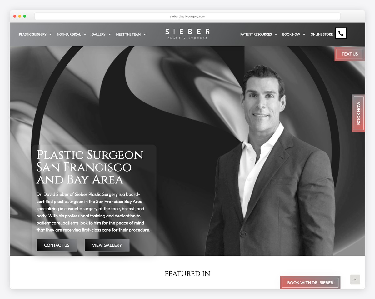 sieber plastic surgery website example