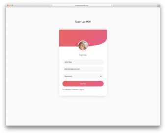 Signup Form V18 UI snippet