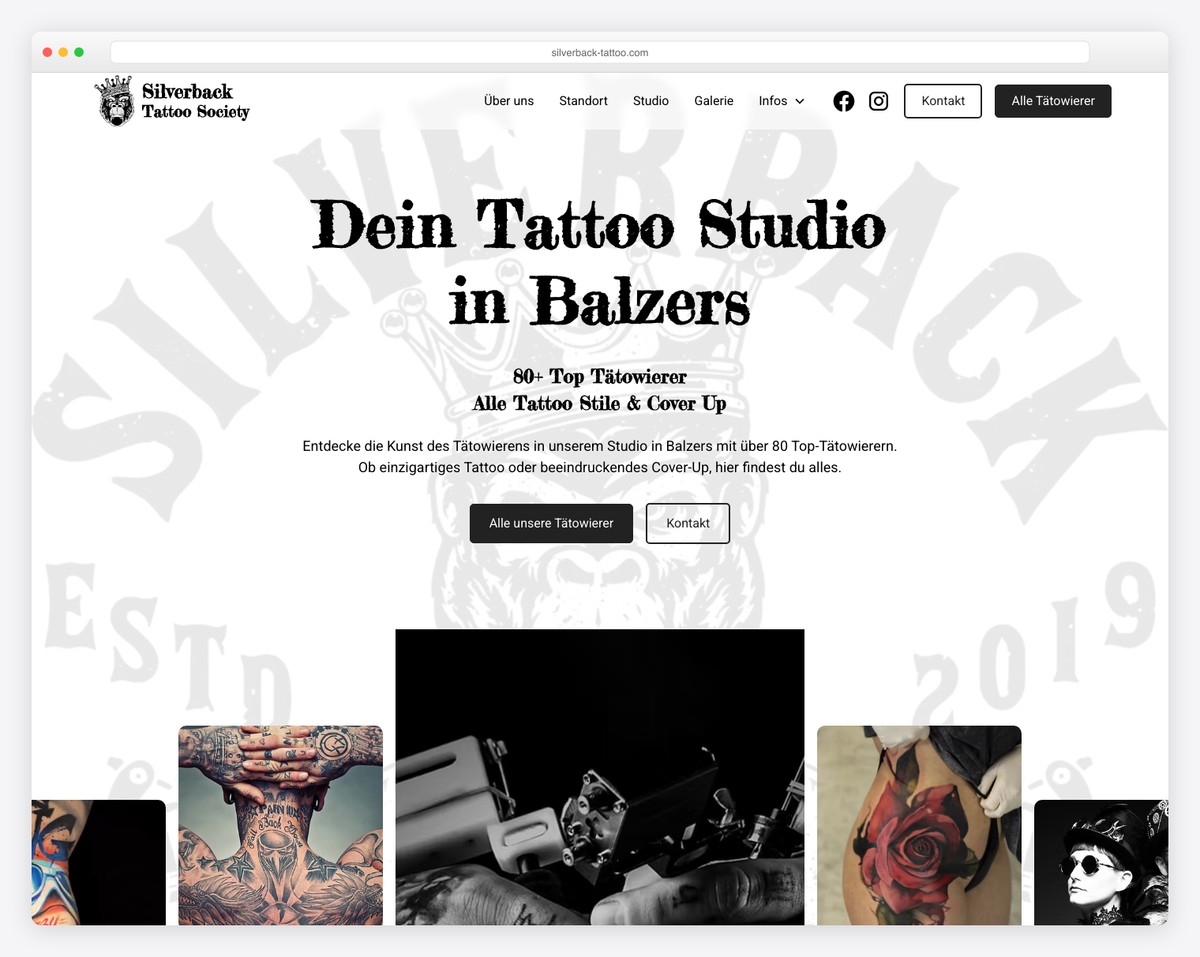 silverback tattoo website example