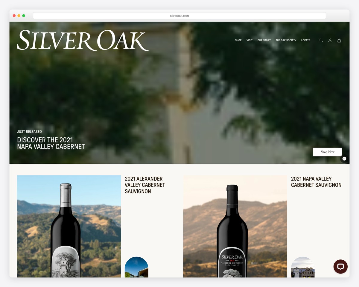 silver oak website example