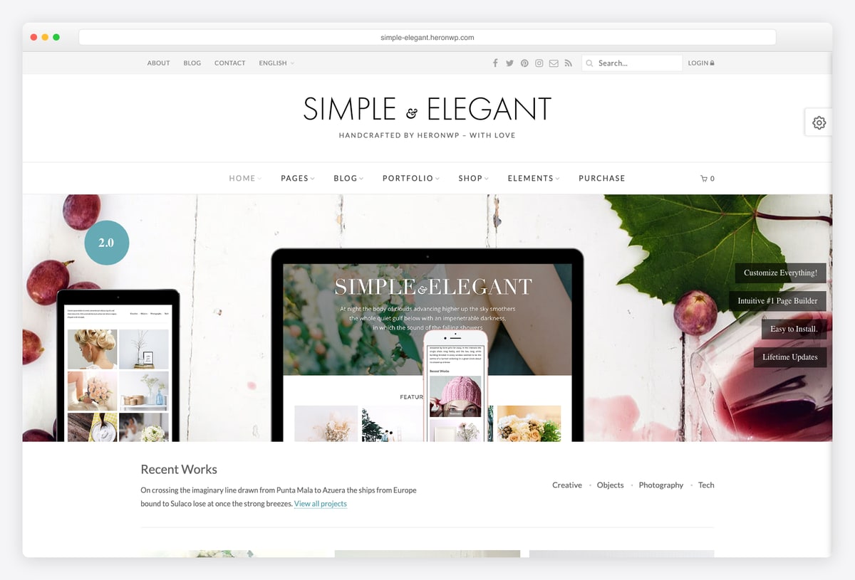 Simple and Elegant minimal lifestyle blog and portfolio WordPress theme