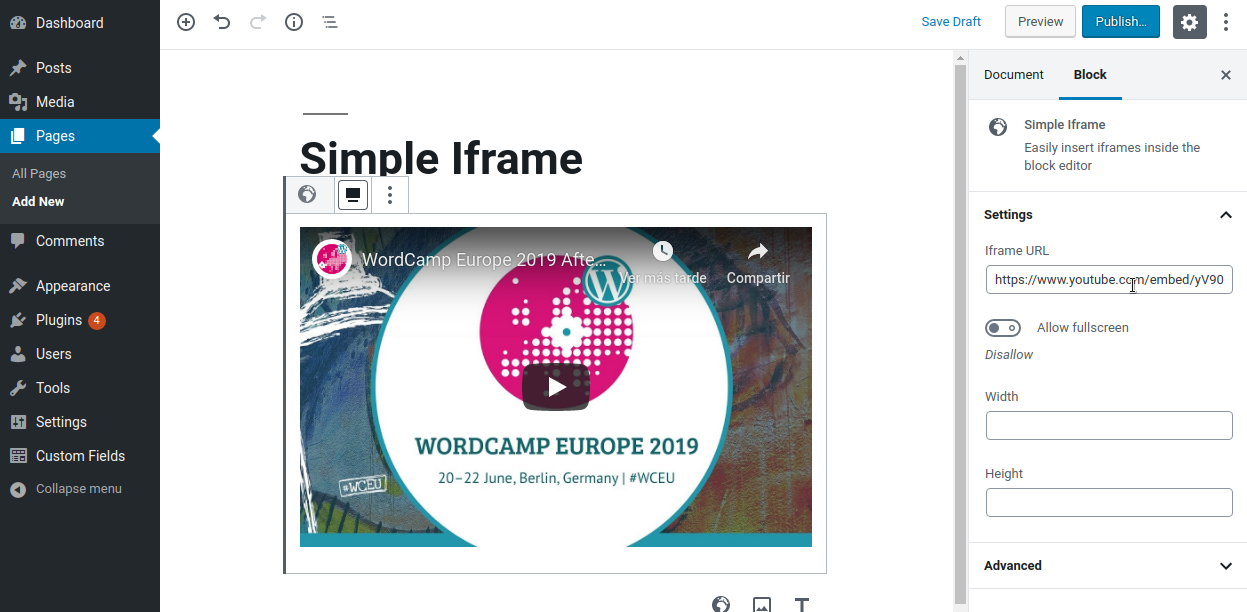 Simple WordPress iFrame Plugins