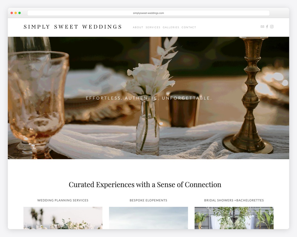 simply sweet weddings website example