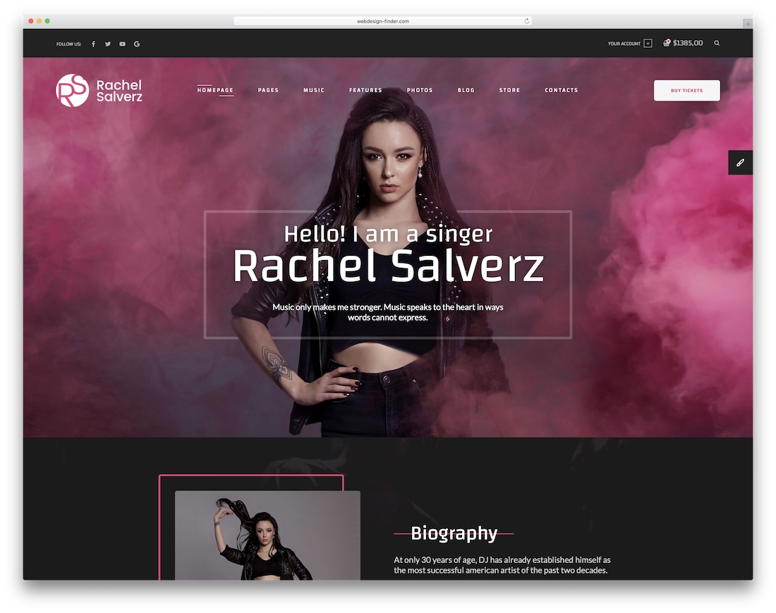 singer bootstrap personal website template
