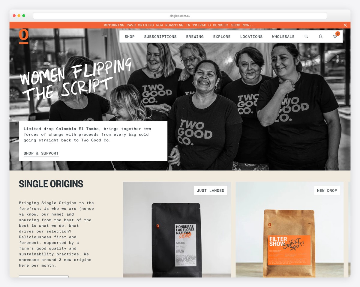 single o website example