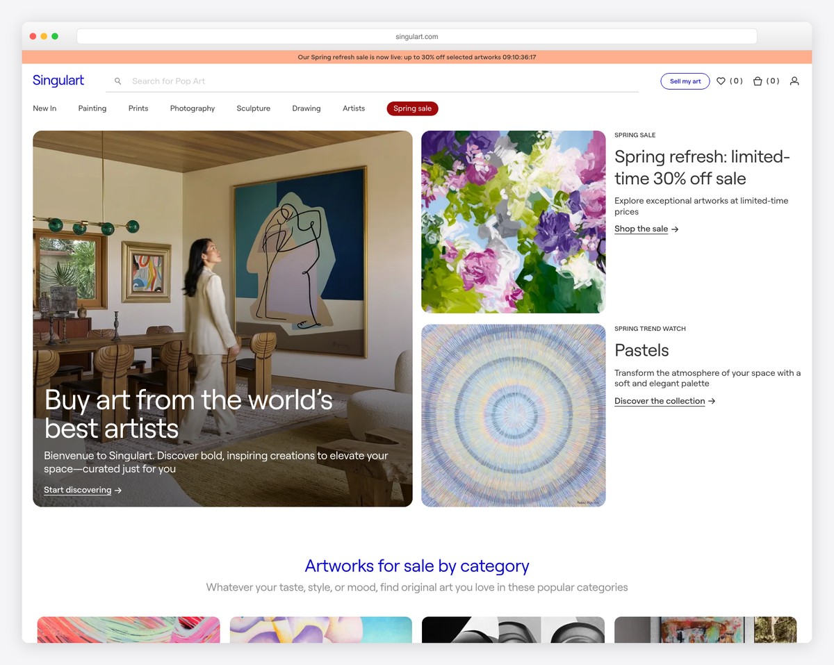 Singulart online art gallery website