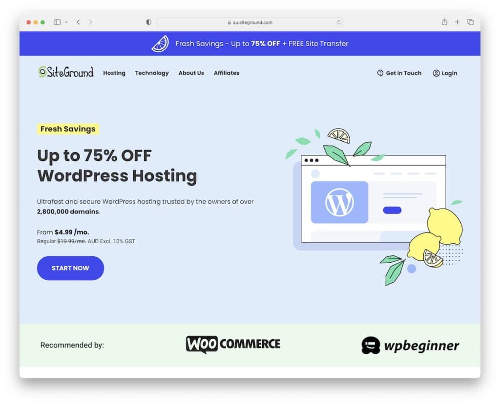 siteground wordpress hosting in australia