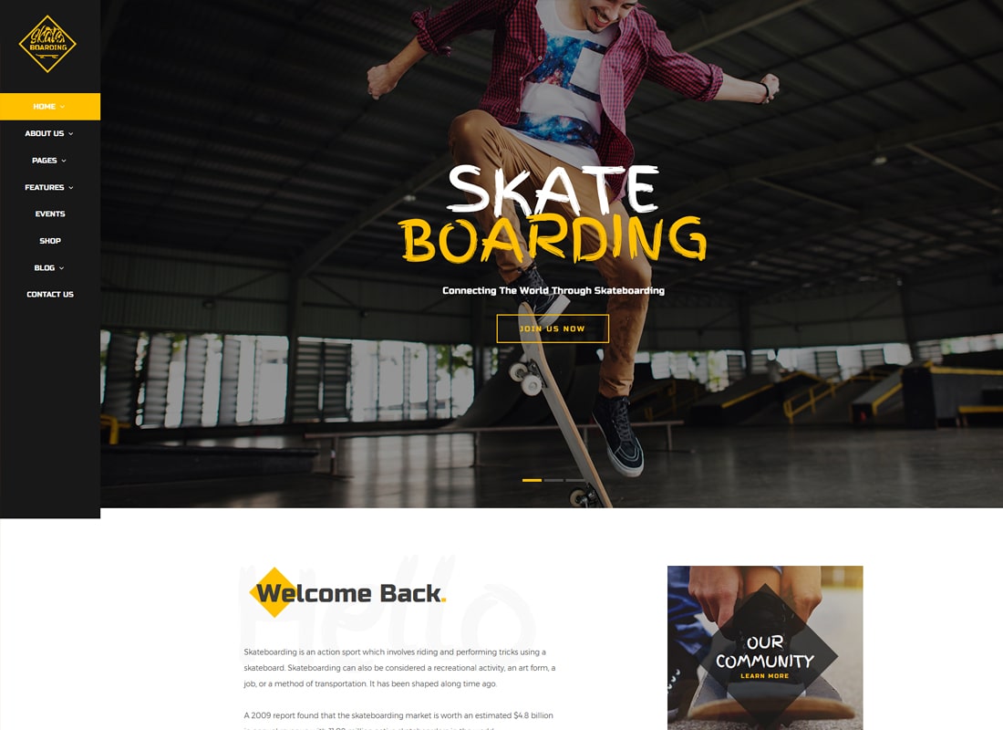 Skateboarding | Skateboarding Community & Store WordPress Theme