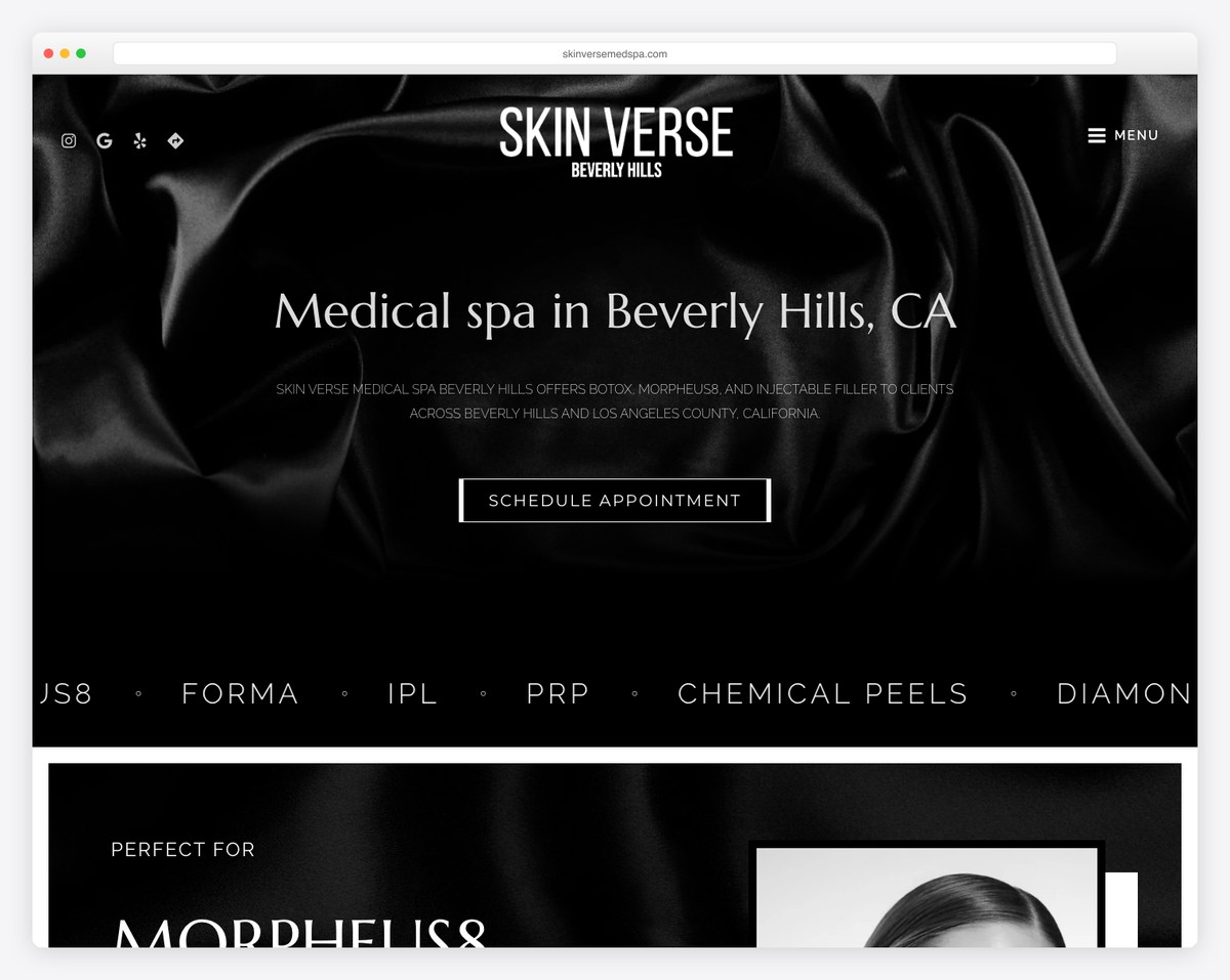 skin verse med spa website