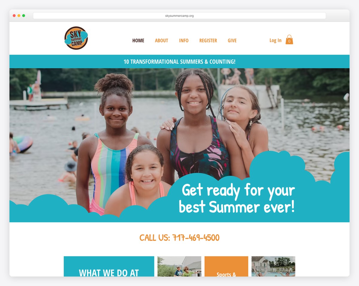 sky summer camp website example