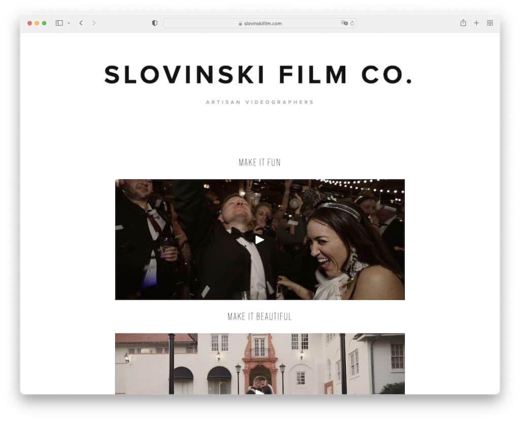 slovinski film videographer website