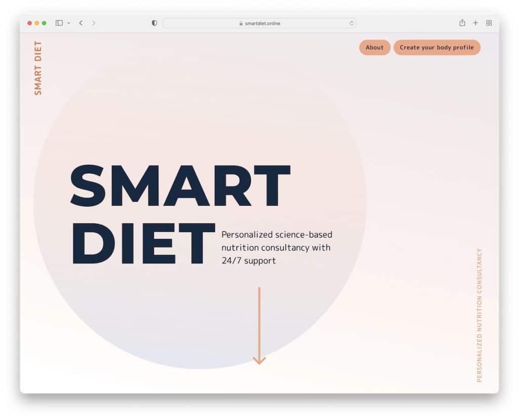 smart diet one page website