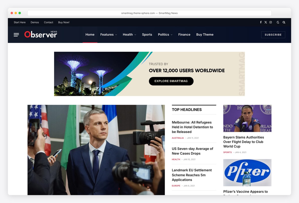 SmartMag news WordPress theme demo