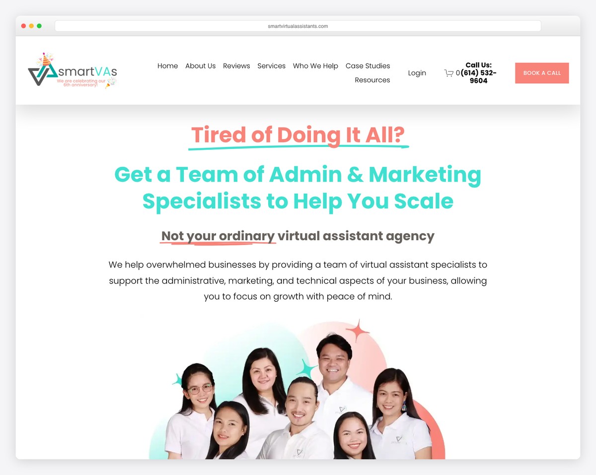 smart virtual assistants website example