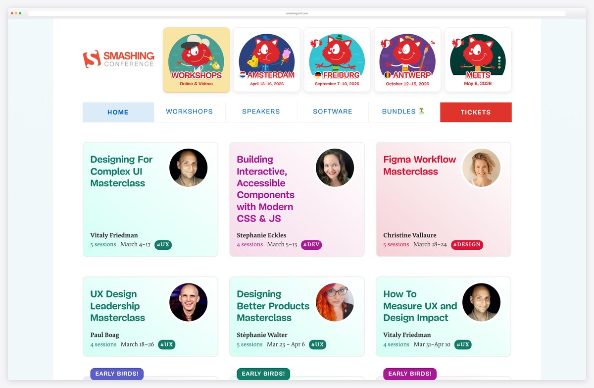 smashingconf web design conference website example