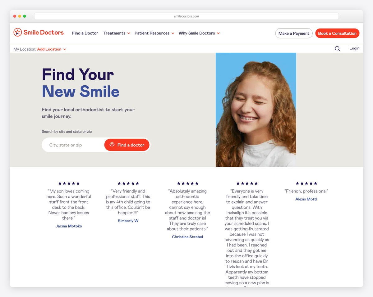 smile doctors website example