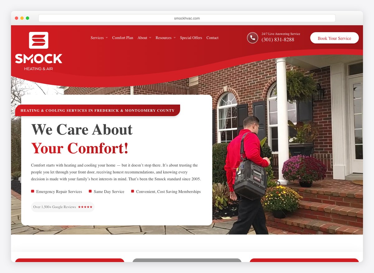 Smock HVAC HVAC website homepage