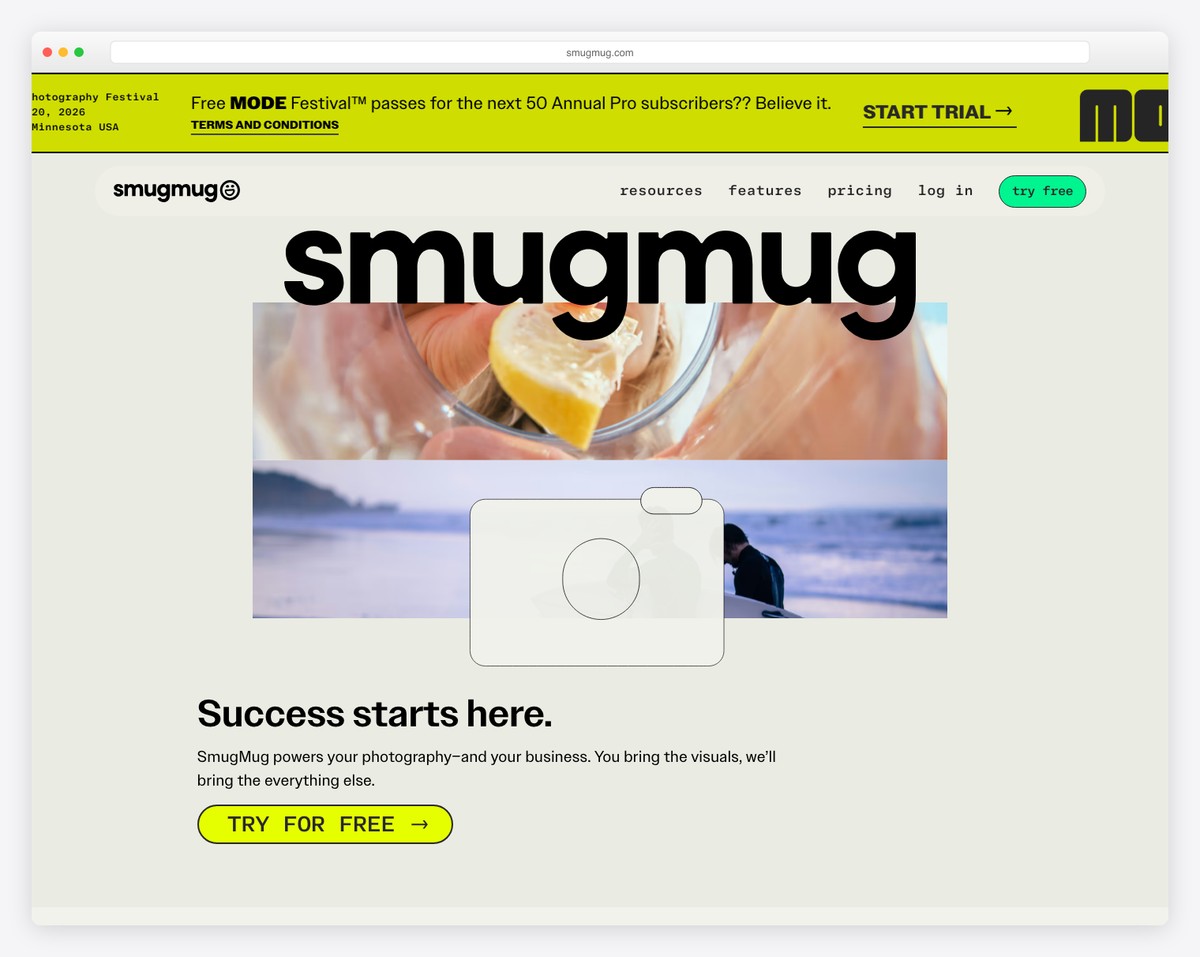 SmugMug photography platform with print sales and unlimited storage