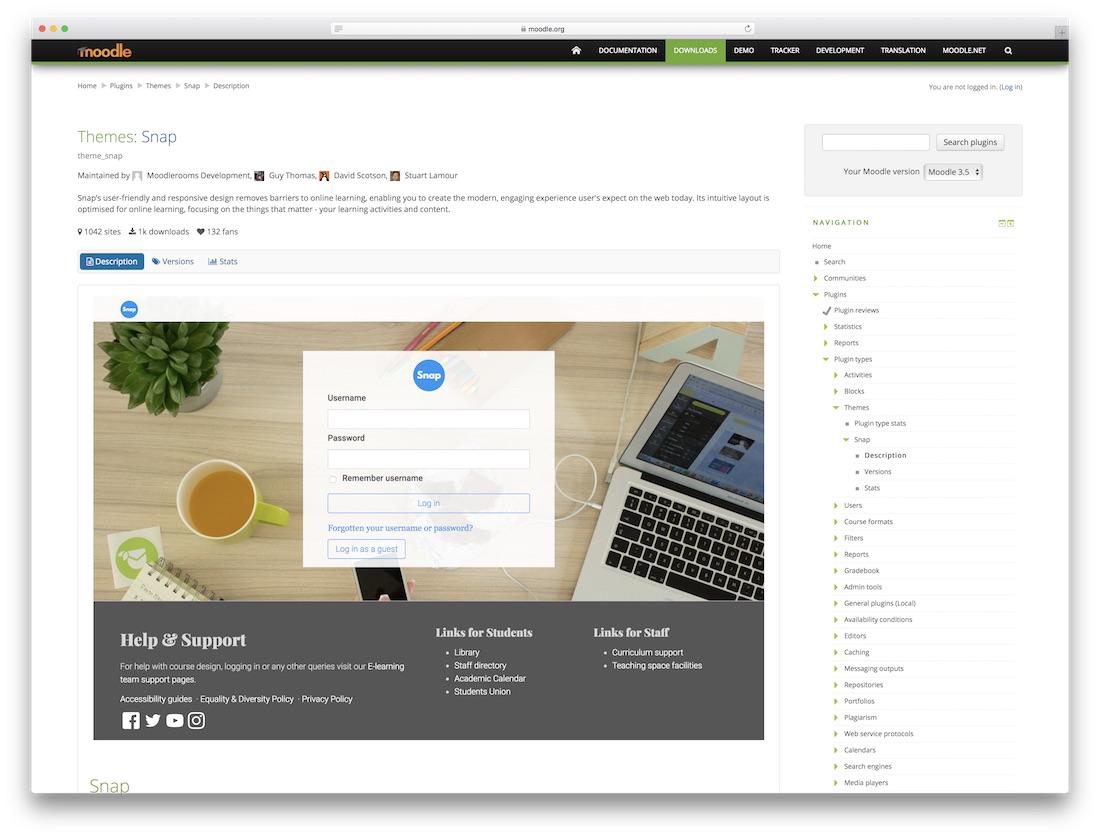 snap moodle bootstrap template