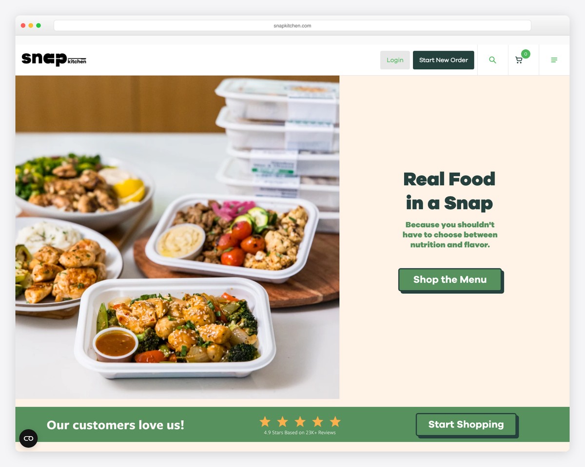 snap kitchen website example