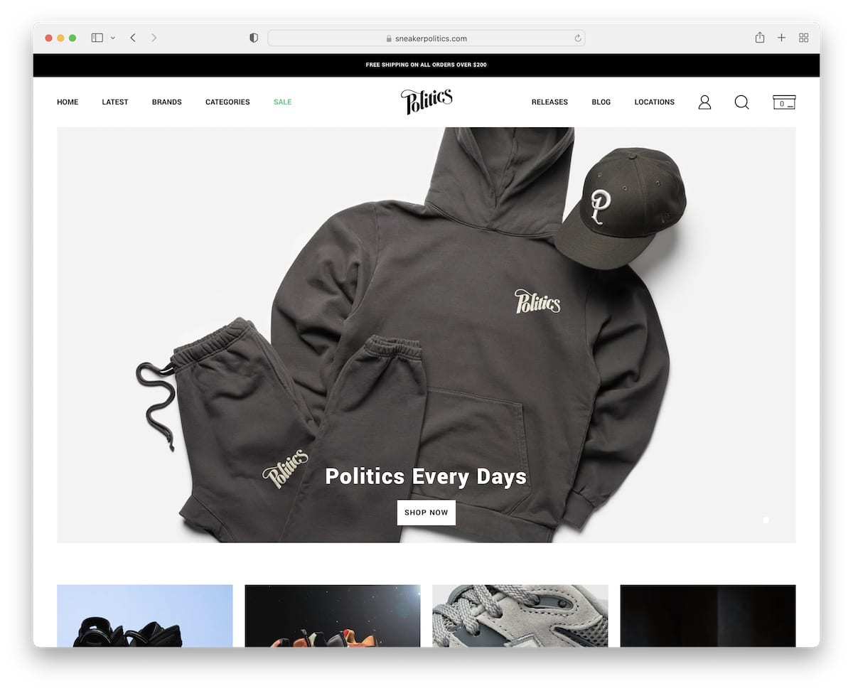 sneaker politics shoe website example