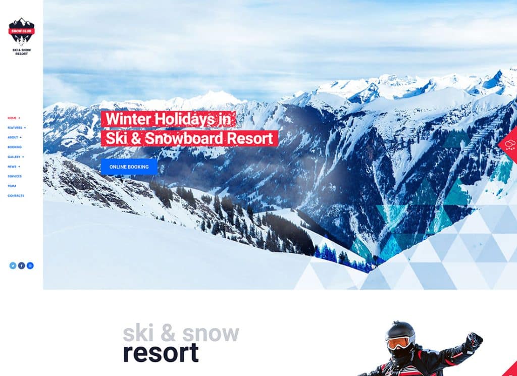 Snow Club | Ski Resort and Snowboard Classes WordPress Theme
