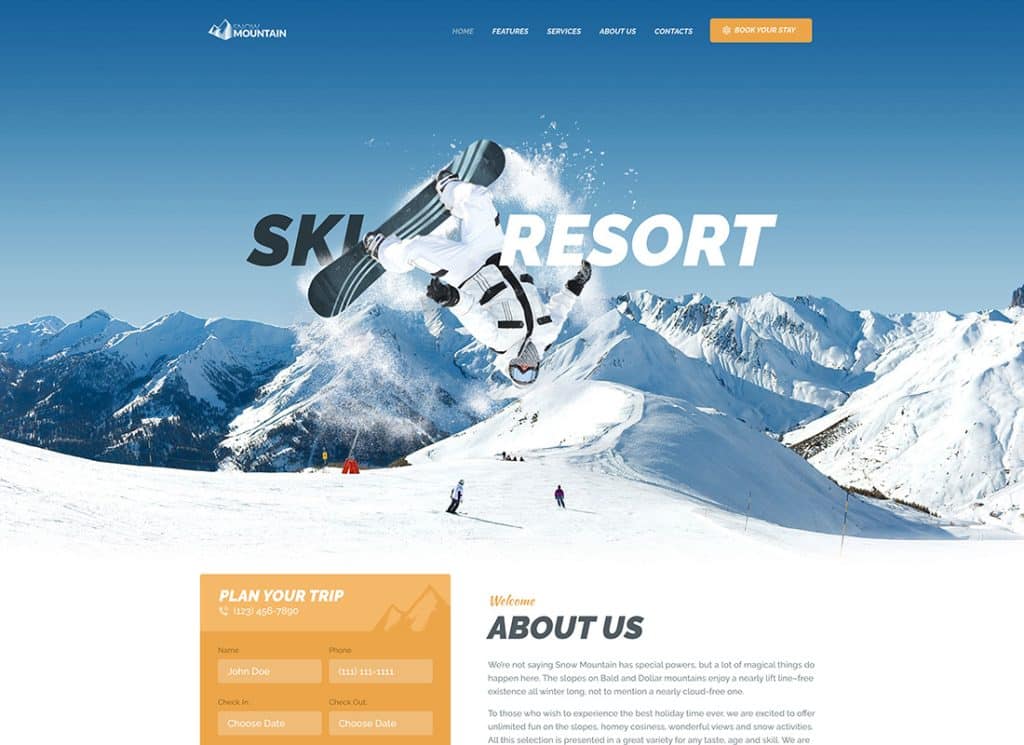 Snow Mountain - Ski Resort & Snowboard School WordPress Theme
