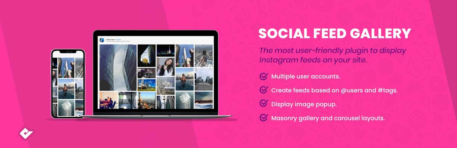 Social feed gallery for instagram with multiple layout options