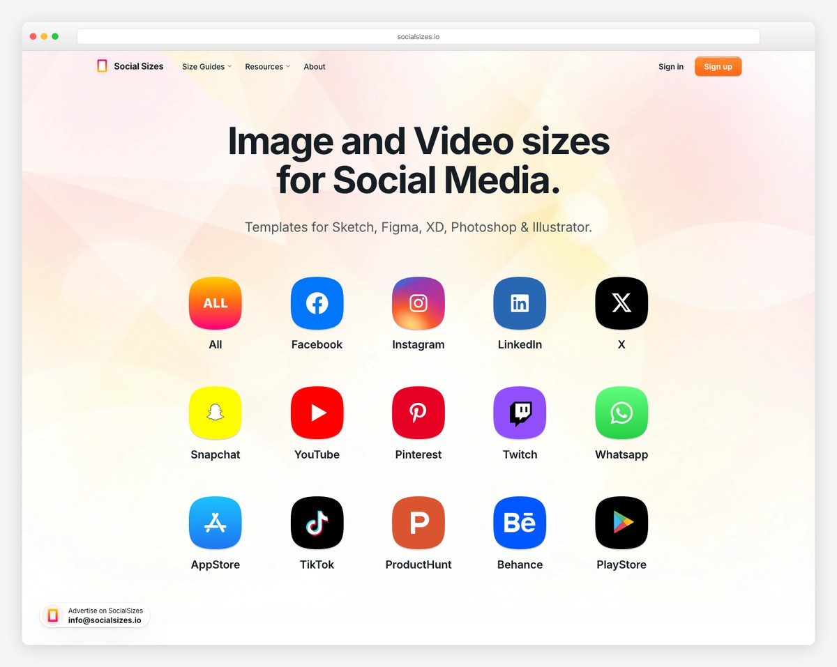 socialsizes informational website