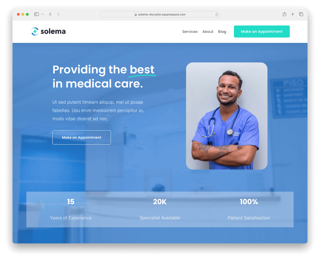solema squarespace health template