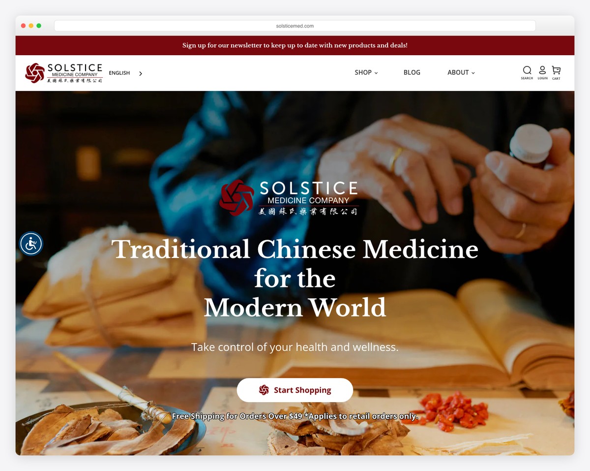 solstice medicine company website example