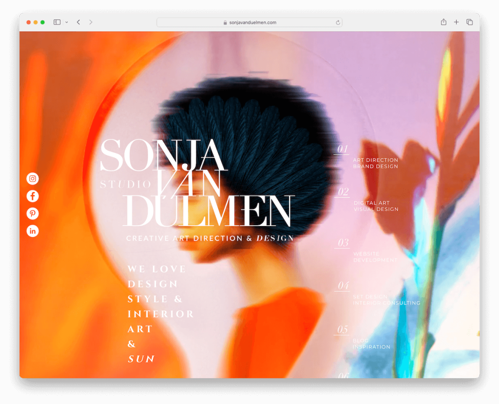 sonja van dulmen wix portfolio example
