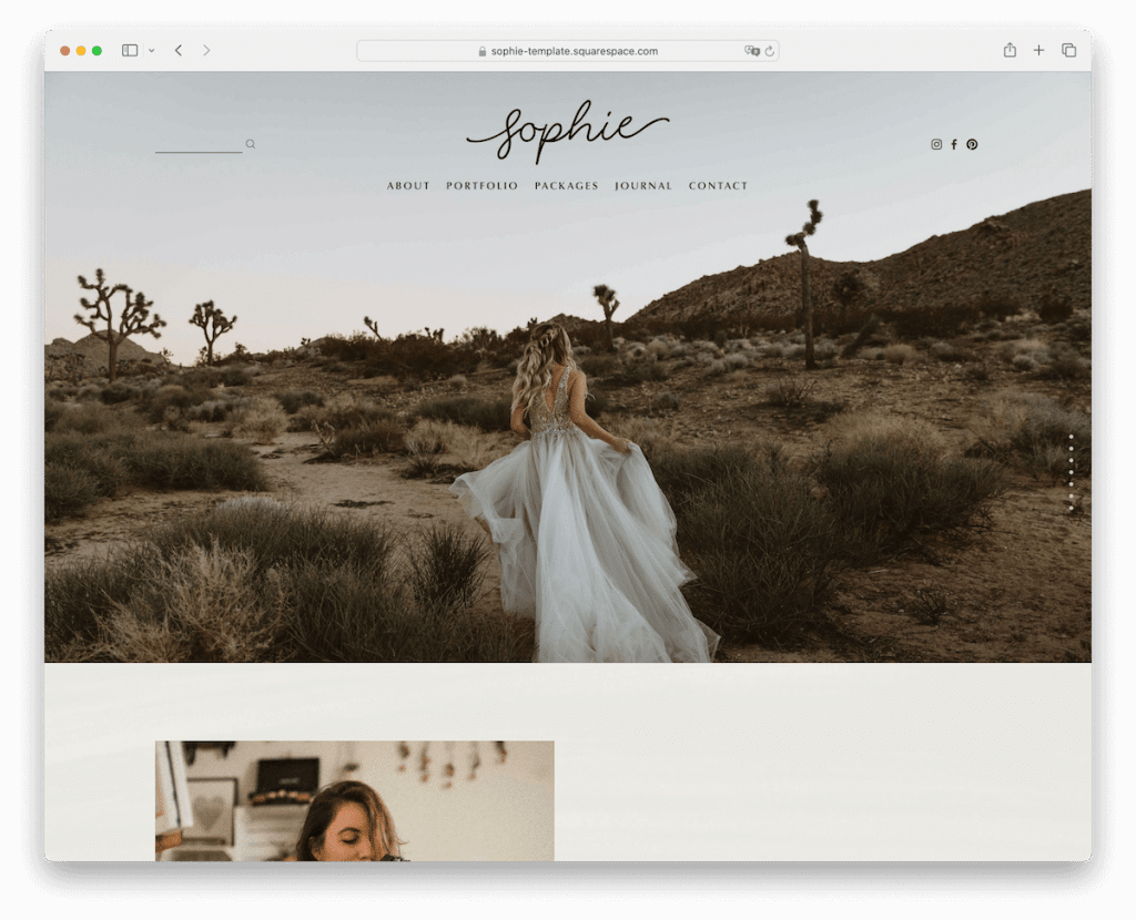 sophie squarespace wedding template