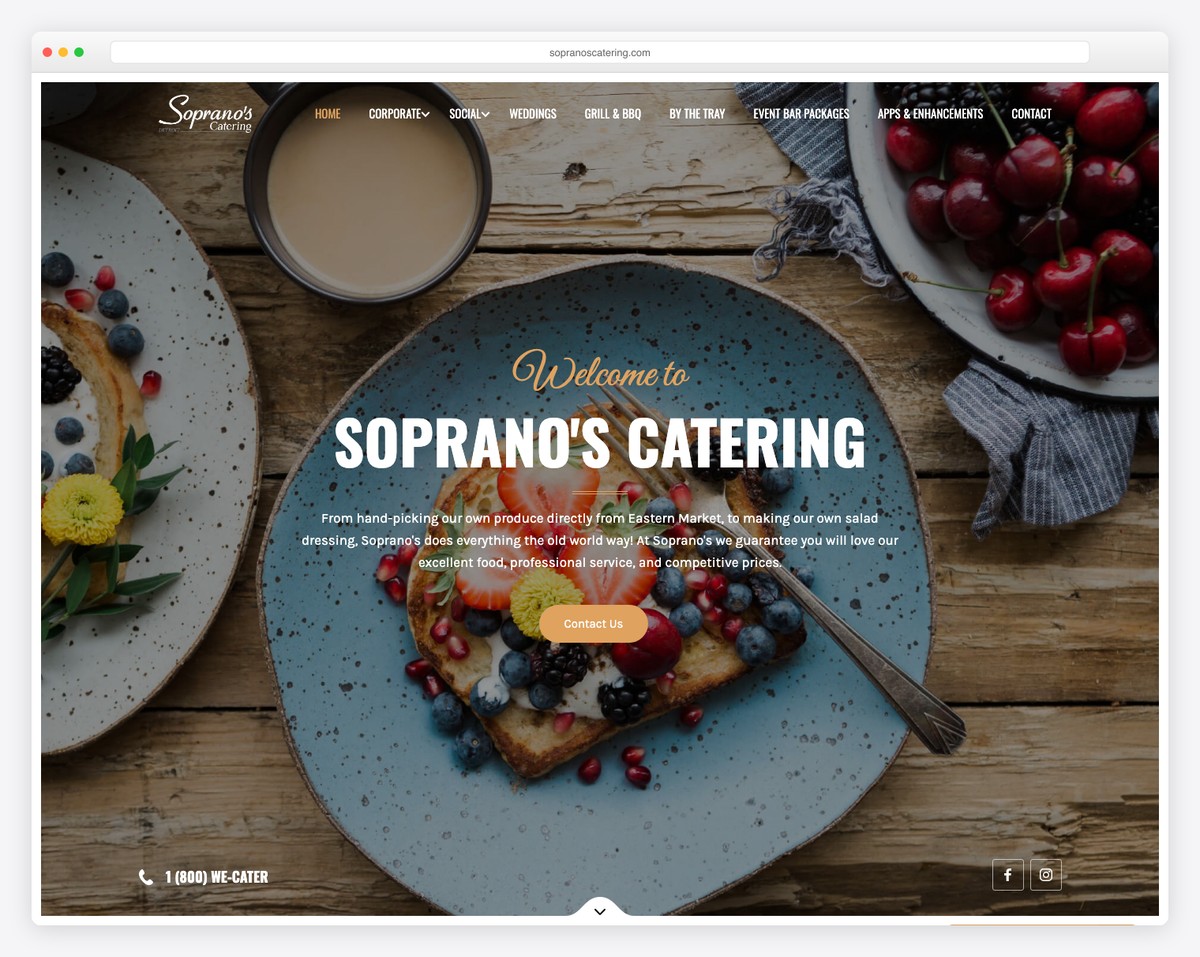 soprano's catering website example