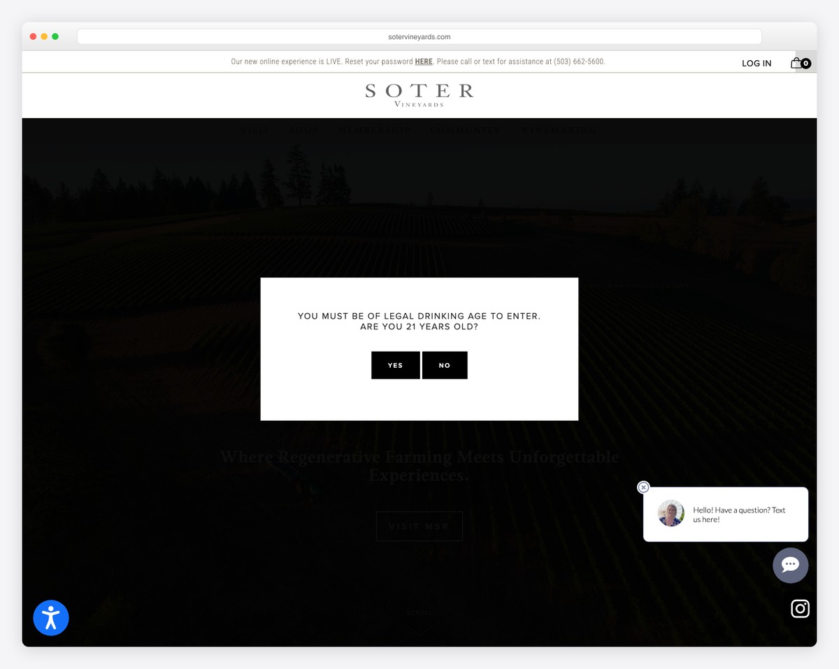 soter vineyards website example