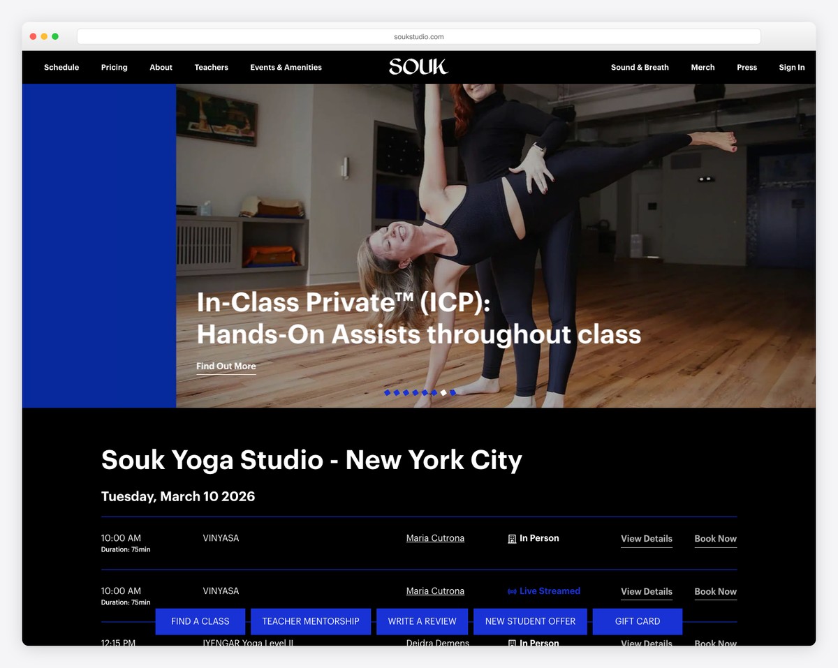 souk studio nyc yoga website