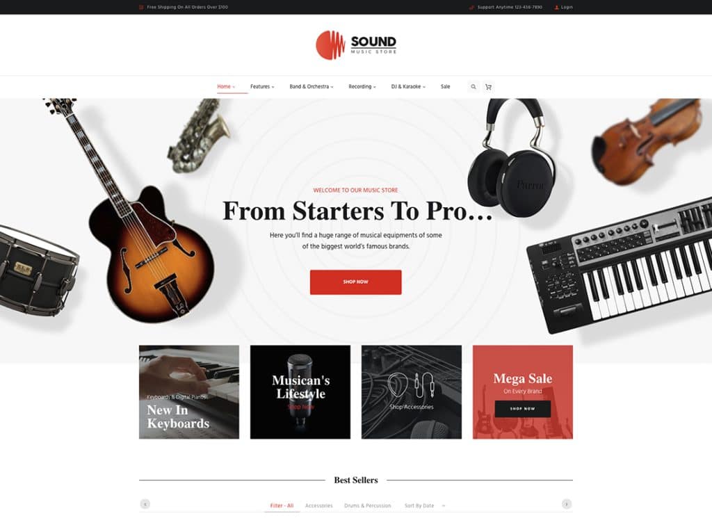 Sound - Musical Instruments Online Store WordPress Theme