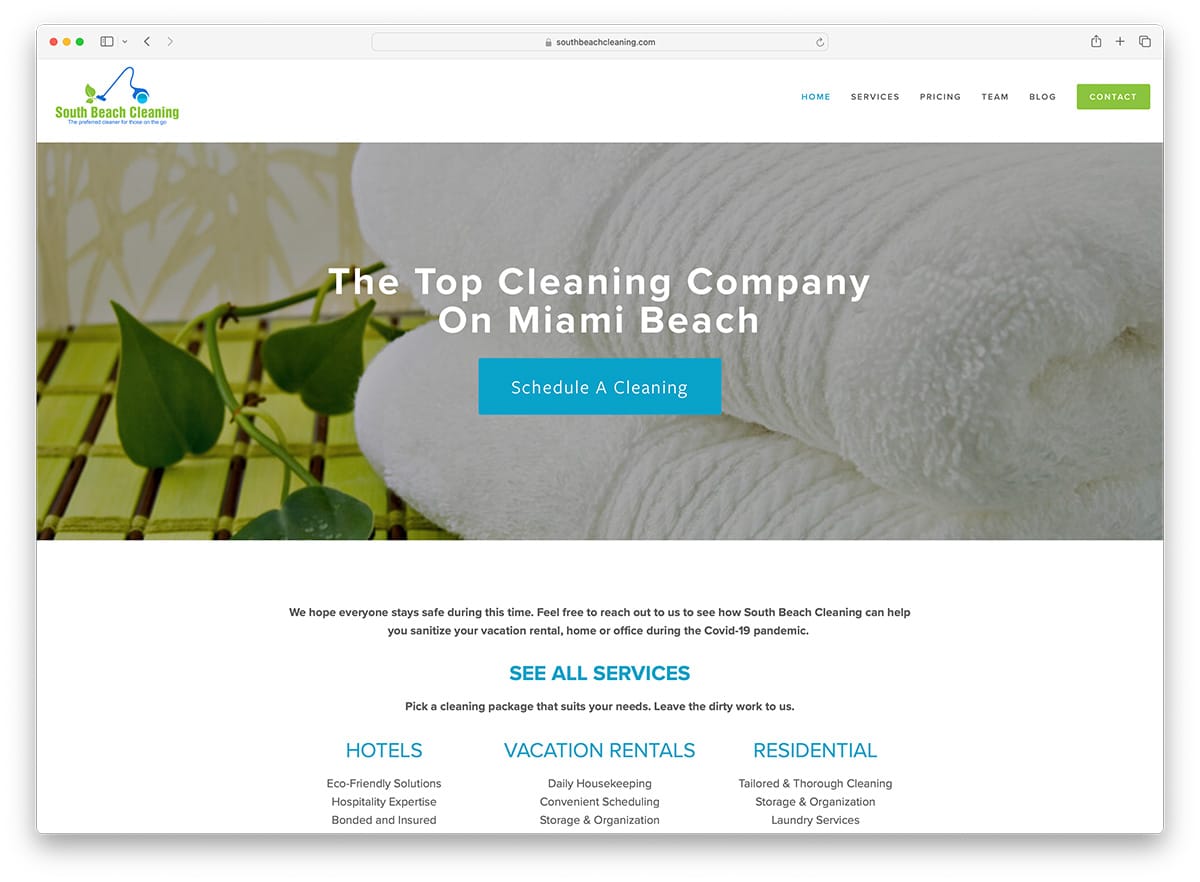 south beach cleaning company website
