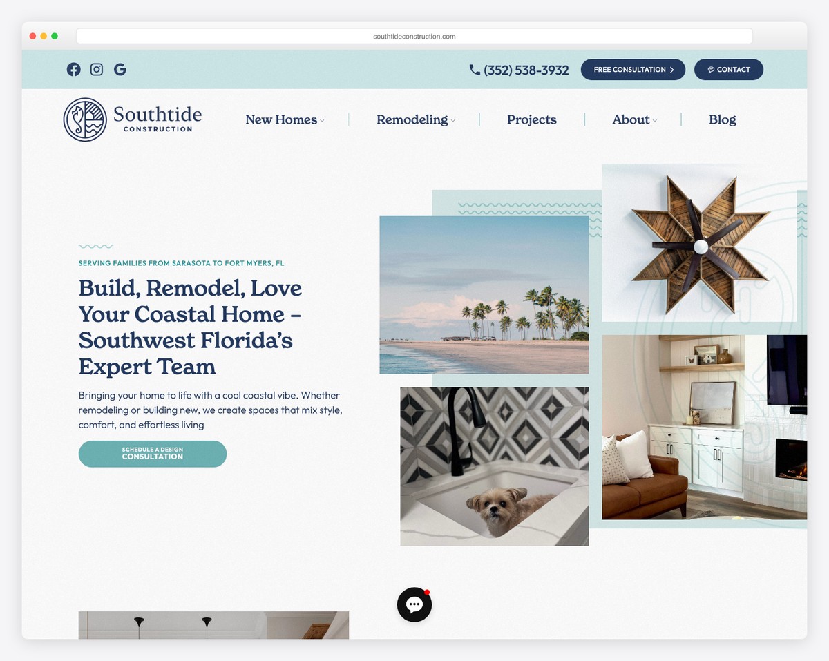 southtide construction website example