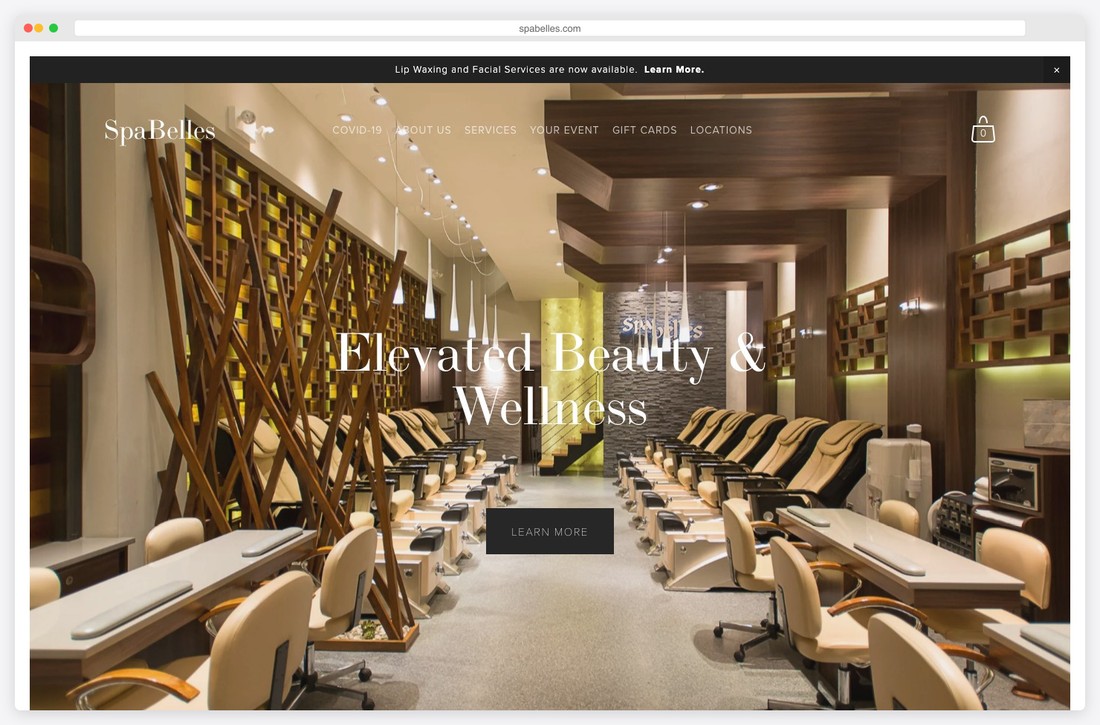 spa belles website example